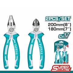 (at8) Bô 2 Kìm răng 8 inch và kìm cắt 7 inch thép Cr-V TOTAL THT2K0205