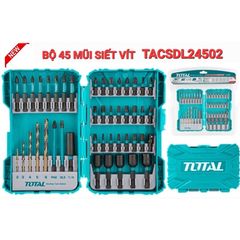 Bộ 45 Mũi Bắt Vít TOTAL TACSDL24502 - Dụng Cụ Sửa Chữa Đa Năng Cho Thợ Hàn và DIY, Bao Gồm Tua Vít và Mũi Khoan Chất Lượng Cao