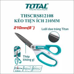 Kéo Cắt Đa Năng Mạ Titan 8 Inch TOTAL - Chất Liệu Thép Không Gỉ, Thích Hợp Cắt Vải, Nhựa, Bìa Cứng, Thiết Kế Độc Đáo