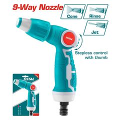 Vòi Xịt Tưới Cây 3 Kiểu Phun TOTAL THWSG6031 - Thiết Kế Đầu Phun Điều Chỉnh, Tay Cầm Cao Su Ổn Định, Phù Hợp Dùng Làm Vườn