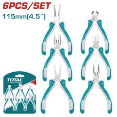 Bộ 6 Kìm Mini TOTAL THT1K0511 - Dụng Cụ Tiện Ích Cầm Tay Đa Năng Cho Gia Đình - Kềm Cắt, Kềm Mũi Dài, Mũi Kim 4.5