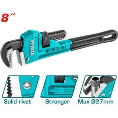 Mỏ Lết Răng 8 inch TOTAL THT170806 - Dụng Cụ Thiết Bị Tiện Ích Chất Liệu Thép Carbon Bền Bỉ, Quai Hàm Chắc Chắn