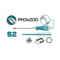 Tua vít bake PH3 TOTAL THGSPH32006 - Dụng cụ thép công nghiệp S2, chiều dài 200mm, chính hãng, giao hàng toàn quốc
