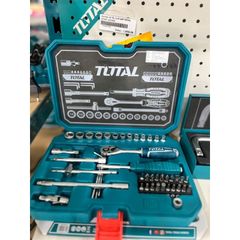 Bộ công cụ tuýp 45 chi tiết 1/4 inch với tay cầm và đầu vít Cr-V cao cấp - Dụng cụ sửa chữa tiện lợi TOTAL THT141451