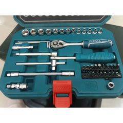 Bộ công cụ tuýp 45 chi tiết 1/4 inch với tay cầm và đầu vít Cr-V cao cấp - Dụng cụ sửa chữa tiện lợi TOTAL THT141451