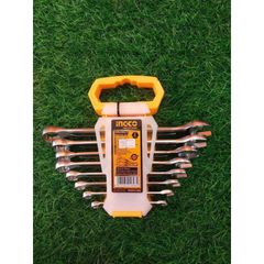 Bộ 8 Cờ Lê Vòng Miệng INGCO HKSPA1088 - Chất Liệu Hợp Kim Thép Chrome, Đầu Hở & Đầu Tròn, Kích Thước 6-19mm, Tiện Dụng và Bền Bỉ