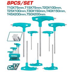 (at8) Bộ 8 chìa lục giác bông tay cầm chử T TOTAL THHW80836