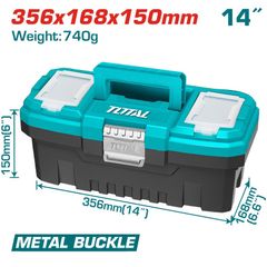 Thùng đựng đồ nghề TOTAL TPBX0142 14 inch - Khóa kim loại, tay cầm bền và nắp lưu trữ thông minh - Dụng cụ tiện ích chất lượng cao
