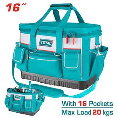 (at8) Giỏ đựng công cụ 16 inch đế nhựa cứng bền bỉ chống nước TOTAL THT56161