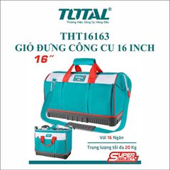 Túi Đựng Dụng Cụ 16 Inch TOTAL THT16163 - Chất Liệu Polyester Bền Bỉ, Đế Nhựa Cứng, Dây Đeo Có Thể Điều Chỉnh