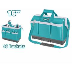Túi đựng công cụ 16 inch đế cao su cứng TOTAL THT16162 (16 ngăn tải trọng 20kg)