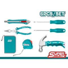 Bộ 6 Dụng Cụ Cầm Tay Total THKTHP90066 - Bao Gồm Thước, Tua Vít, Kềm, Dao Rọc Giấy, Búa Nhổ Đinh, Công Cụ Hữu Ích Cho Gia Đình