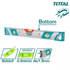Thước Thủy Nhôm 60cm TOTAL TMT26086M - Có 2 Nam Châm Mạnh, Độ Chính Xác 0.5 mm/m, Thiết Kế Bề Mặt Phẳng