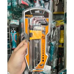 Bộ 9 Chìa Lục Giác Đầu Bi Dài INGCO HHK12092 - Dụng Cụ Sửa Chữa Chất Lượng Cao, Chịu Nhiệt Thép Chrome