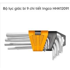 Bộ 9 Lục Giác Đầu Bi Loại Ngắn INGCO HHK12091 - Dụng Cụ Tiện Ích Chất Liệu Cr-V, Kích Thước 1.5-10mm, Hàng Chính Hãng