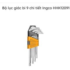 Bộ 9 Lục Giác Đầu Bi Loại Ngắn INGCO HHK12091 - Dụng Cụ Tiện Ích Chất Liệu Cr-V, Kích Thước 1.5-10mm, Hàng Chính Hãng