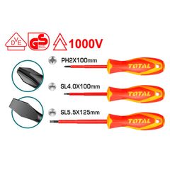 Bộ 3 tua vít cách điện 1000V TOTAL THTIS036