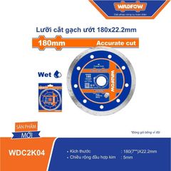 Lưỡi cắt gạch ướt Wadfow 180x22.2mm - Độ bền cao, phù hợp cắt gạch nhanh chóng, bảo hành 6 tháng, đóng gói vỉ đôi tiện lợi.