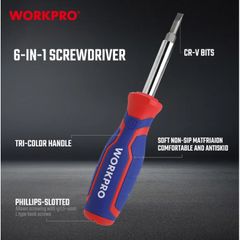 (Xả kho) Tua vít 6 trong 1 cáng cao su mền thép Cr-V (hàng tốt) WORKPRO WP221046