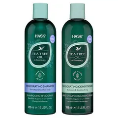 Combo Dầu Gội Xả Hask Tea Tree Oil & Rosemary 355ml - Phục Hồi Tóc Hư Tổn, Chắc Khỏe, Dưỡng Ẩm Chuyên Sâu