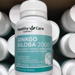 Viên uống cải thiện trí nhớ Healthy Care Ginkgo Biloba 2000mg - 100 viên hỗ trợ nhận thức và lưu thông máu não hiệu quả.