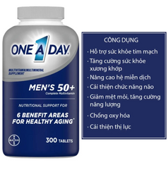 One A Day 50+ Viên Uống Bổ Sung Vitamin Tổng Hợp Cho Nam Giới Trên 50 Tuổi - 300 Viên Hỗ Trợ Sức Khỏe Tim Mạch và Xương Khớp