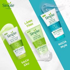 Sữa rửa mặt Simple Kind To Skin Dưỡng ẩm 150ml - Làm sạch nhẹ nhàng, Phù hợp cho da nhạy cảm, Không hương liệu, Không paraben