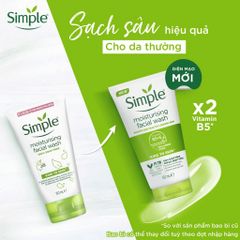 Sữa rửa mặt Simple Kind To Skin Dưỡng ẩm 150ml - Làm sạch nhẹ nhàng, Phù hợp cho da nhạy cảm, Không hương liệu, Không paraben