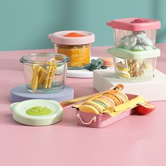 Hũ Thủy Tinh Borosilicate Trữ Thực Phẩm Dặm 130ml & 160ml - Dùng Hấp/Hâm Lò Vi Sóng, Chia Vạch Tiện Lợi
