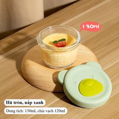 Hũ Thủy Tinh Borosilicate Trữ Thực Phẩm Dặm 130ml & 160ml - Dùng Hấp/Hâm Lò Vi Sóng, Chia Vạch Tiện Lợi