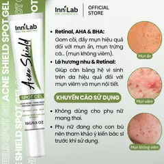 Gel chấm mụn Acne Shield Spot Gel InniLab hỗ trợ giảm mụn mờ thâm 15g - AS001