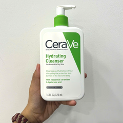 Sữa Rửa Mặt CeraVe Hydrating Cleanser 473ml Xanh Lá - Giúp Da Sạch Sẽ, Dưỡng Ẩm Từ Ceramide và Hyaluronic Acid, Phù Hợp Với Da Nhạy Cảm