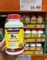 Viên Uống Kirkland Vitamin B12 5000 Mcg - 300 Viên Tăng Cường Năng Lượng và Sức Khỏe Thần Kinh, Hỗ Trợ Ngăn Ngừa Thiếu Máu