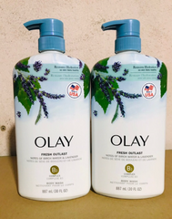 Sữa Tắm Olay Fresh Outlast 975ml - Chiết Xuất Bạch Dương & Oải Hương, Dưỡng Ẩm, Thư Giãn, Làm Sạch Da Tối Ưu
