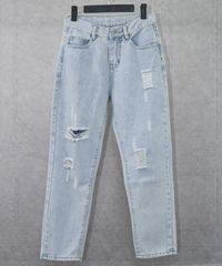 Quần Jean Baggy Nam Rách Gối Màu Xanh Trắng Nhạt - Thời Trang Cao Cấp, Dáng Suông, Phong Cách Trẻ Trung, Mã 050 Pon.mens