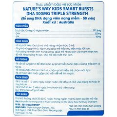 Viên Nhai Nature's Way Kids Smart Bursts DHA 300mg Hỗ Trợ Phát Triển Não Bộ Cho Trẻ Em - 50 Viên Nhập Khẩu Chính Ngạch