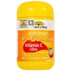 Viên Nhai Nature's Way Kids Smart Vita Gummies Bổ Sung Vitamin C và Kẽm Tăng Cường Sức Đề Kháng Cho Trẻ Em (60 Viên)