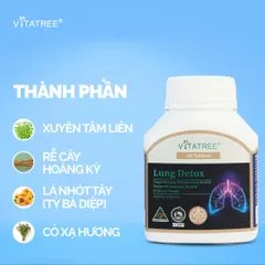 Viên Uống Bổ Phổi Vitatree Lung Detox 60 Viên - Hỗ Trợ Thải Độc Phổi, Tăng Cường Miễn Dịch Hệ Hô Hấp, Hàng Nhập Khẩu Chính Ngạch