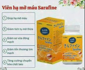 Viên Uống Giảm Mỡ Máu Sarafine Nhật Bản - Hỗ Trợ Cholesterol, Xơ Vữa Động Mạch - 80 Viên Hộp, Tăng Cường Chuyển Hóa Chất Béo