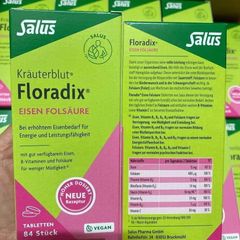 Viên uống Sắt thuần chay Floradix Salus Đức 84 viên