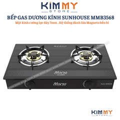 Bếp Gas Đôi Dương Kính SUNHOUSE MMB3568 - Kiềng Tráng Men, Đầu Đốt Đồng, Tiết Kiệm Gas - Đánh Lửa Magneto Bền Bỉ