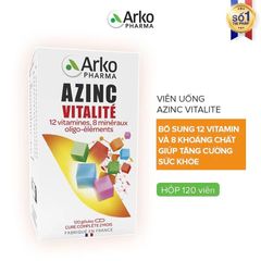 Viên uống Arkopharma Azinc Vitalite - Bổ sung Vitamin và Khoáng chất hỗ trợ sức khỏe toàn diện cho người lớn và thanh thiếu niên, 120 viên từ Pháp