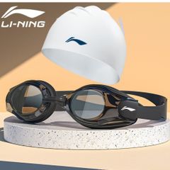 Combo Kính Bơi Người Lớn LI-NING Chính Hãng Chống Nước, Chống Sương Mù, Chống Tia UV, Tặng Nút Bịt Tai & Cầu Mũi