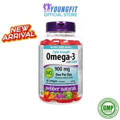 Viên Uống Dầu Cá Cô Đặc Omega 3 Plus CoQ10 Webber Naturals Sáng Mắt Tăng Cường Sức Khoẻ Tim Mạch (Hộp 80 viên) - YoungFit