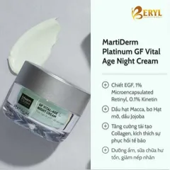 Kem Dưỡng Đêm MartiDerm Platinum GF Vital Age 50ml - Chứa 1% Retinol, Phục Hồi Da, Giảm Mụn, Chống Lão Hóa, Dưỡng Ẩm Sâu