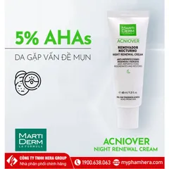 Kem Dưỡng Ban Đêm MartiDerm Acniover 40ml - Tái Tạo Da Cho Da Dầu Mụn, Giảm Mụn và Lỗ Chân Lông, Chống Viêm, Không Nhờn Dính
