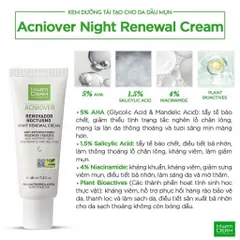Kem Dưỡng Ban Đêm MartiDerm Acniover 40ml - Tái Tạo Da Cho Da Dầu Mụn, Giảm Mụn và Lỗ Chân Lông, Chống Viêm, Không Nhờn Dính
