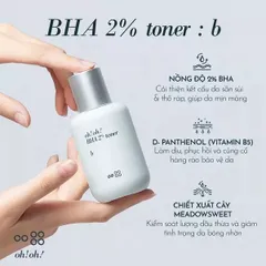 Nước Hoa Hồng OH! OH! BHA 2% 75ml - Tẩy Tế Bào Chết, Làm Sạch Sâu, Giảm Mụn, Dưỡng Da Sáng Mịn Chuyên Dụng Cho Da Dầu Mụn