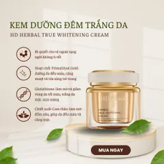 Kem Dưỡng Đêm Trắng Da HD Derma - True Whitening Cream Herbal, Làm Sáng Da, Rạng Ngời Không Tì Vết, Phù Hợp Cho Mọi Loại Da