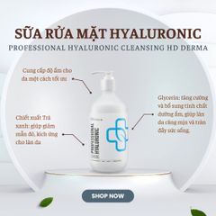 Sữa Rửa Mặt HD Derma Professional Hyaluronic 500ml - Làm Sạch Sâu, Trắng Sáng Da, Chống Lão Hóa, Dưỡng Ẩm Tối Ưu